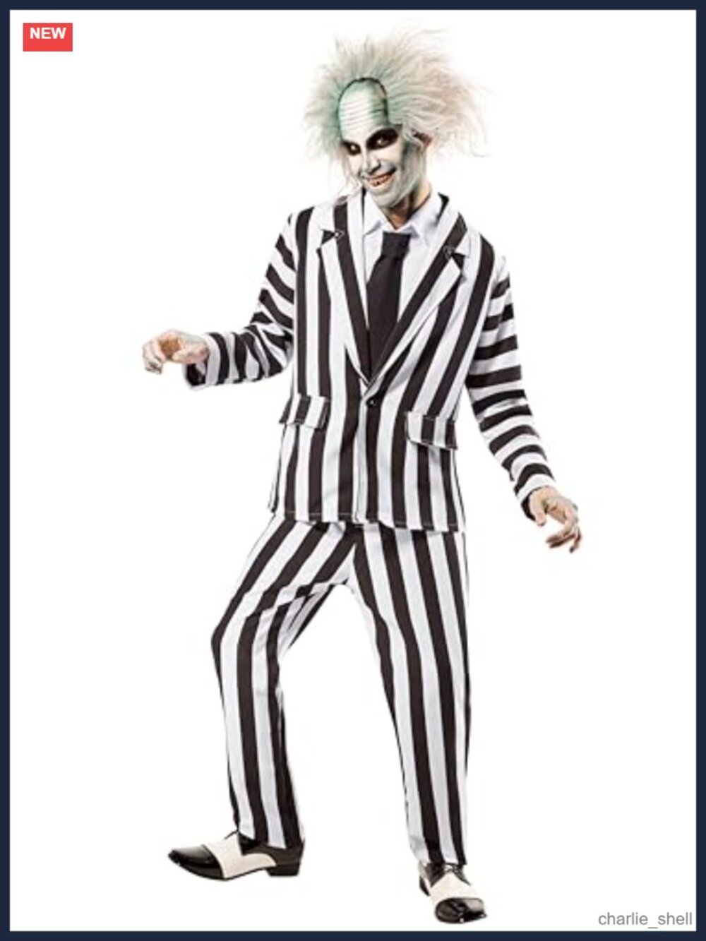 Adult Beetlejuice Costume Jacket Pants Dickie Halloween Cosplay XL